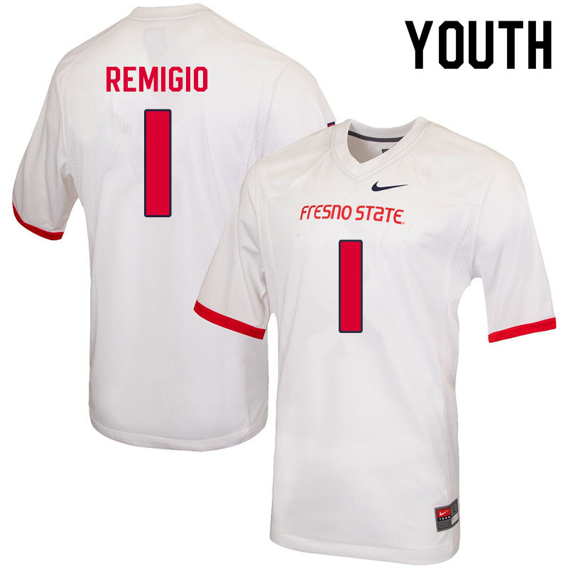 Youth #1 Nikko Remigio Fresno State Bulldogs College Football Jerseys Sale-White